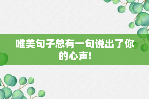 唯美句子总有一句说出了你的心声!