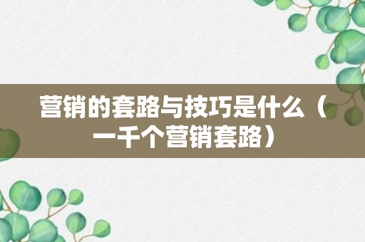 营销的套路与技巧是什么（一千个营销套路）