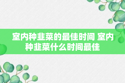 室内种韭菜的最佳时间 室内种韭菜什么时间最佳