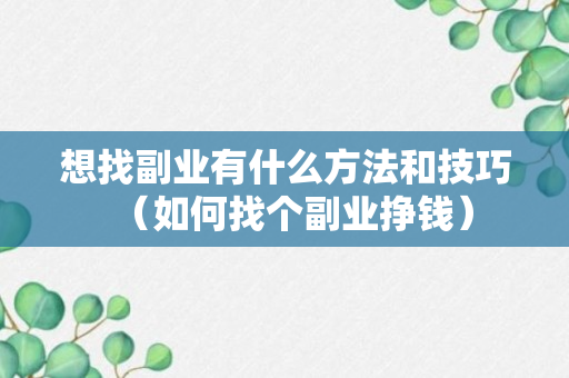 想找副业有什么方法和技巧（如何找个副业挣钱）