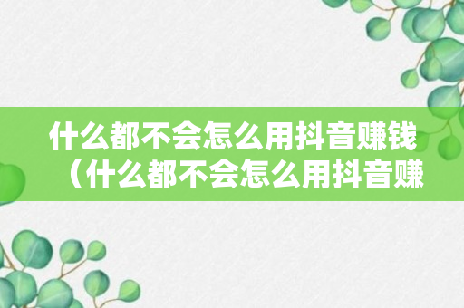 什么都不会怎么用抖音赚钱（什么都不会怎么用抖音赚钱呢）