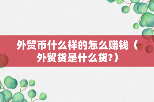 外贸币什么样的怎么赚钱（外贸货是什么货?）