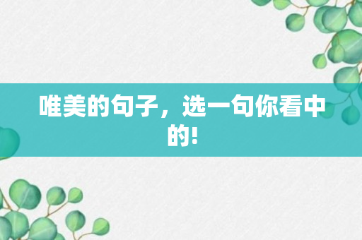 唯美的句子，选一句你看中的!