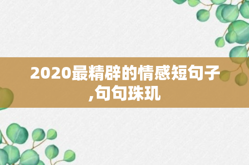 2020最精辟的情感短句子,句句珠玑