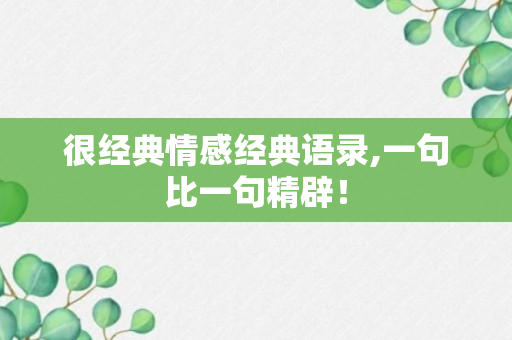 很经典情感经典语录,一句比一句精辟！