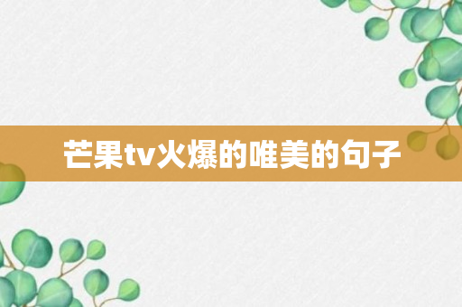 芒果tv火爆的唯美的句子