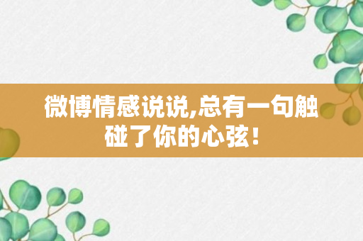 微博情感说说,总有一句触碰了你的心弦！