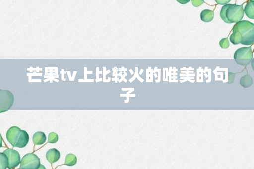 芒果tv上比较火的唯美的句子