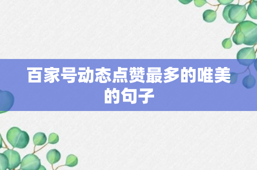 百家号动态点赞最多的唯美的句子