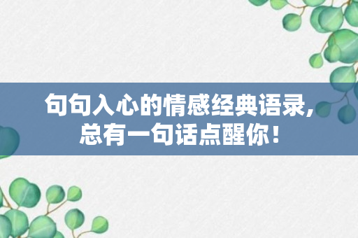 句句入心的情感经典语录,总有一句话点醒你！