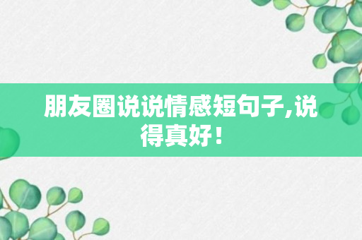 朋友圈说说情感短句子,说得真好！