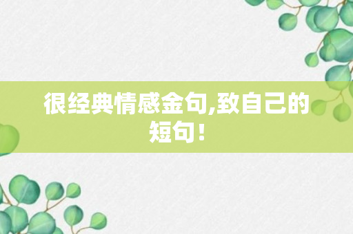 很经典情感金句,致自己的短句！