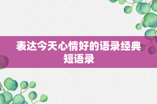 表达今天心情好的语录经典短语录