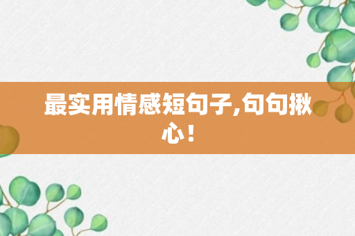 最实用情感短句子,句句揪心！