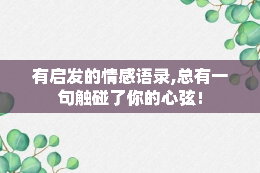 有启发的情感语录,总有一句触碰了你的心弦！