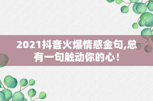 2021抖音火爆情感金句,总有一句触动你的心！