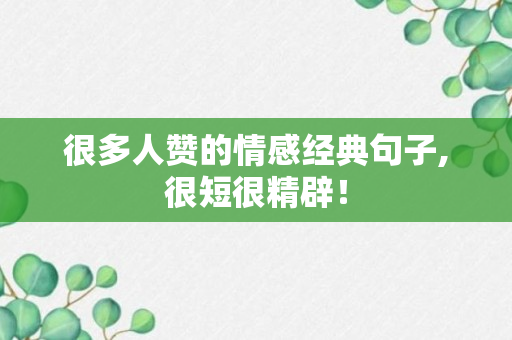 很多人赞的情感经典句子,很短很精辟！