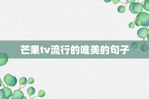 芒果tv流行的唯美的句子