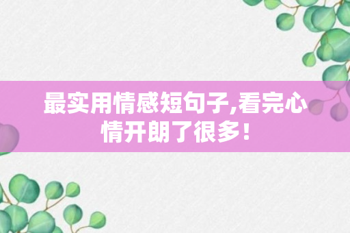 最实用情感短句子,看完心情开朗了很多！