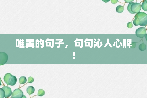 唯美的句子，句句沁人心脾!