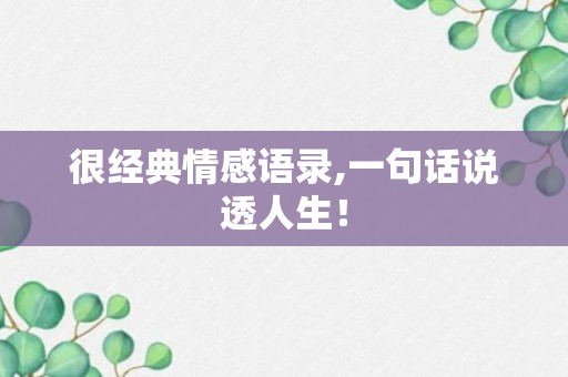 很经典情感语录,一句话说透人生！