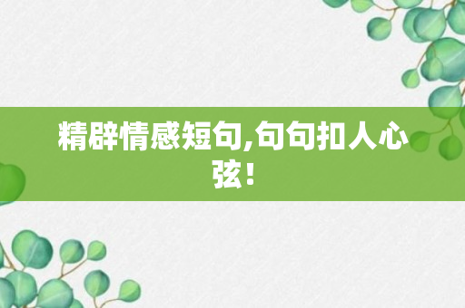 精辟情感短句,句句扣人心弦！