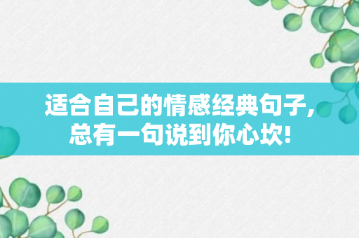 适合自己的情感经典句子,总有一句说到你心坎!