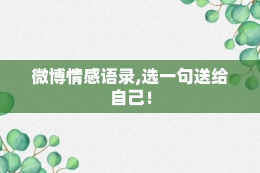 微博情感语录,选一句送给自己！