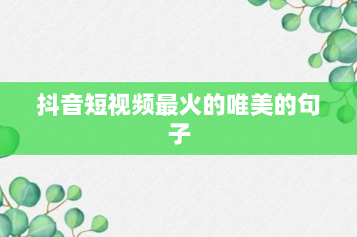 抖音短视频最火的唯美的句子