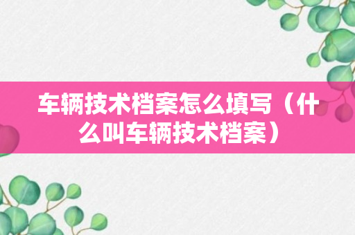 车辆技术档案怎么填写（什么叫车辆技术档案）