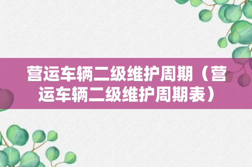 营运车辆二级维护周期（营运车辆二级维护周期表）