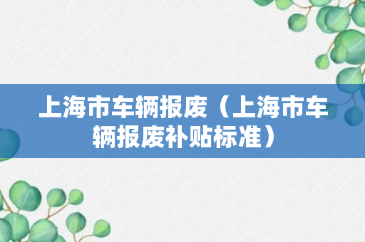 上海市车辆报废（上海市车辆报废补贴标准）