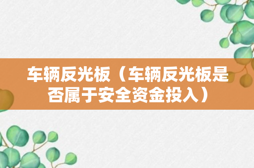 车辆反光板（车辆反光板是否属于安全资金投入）