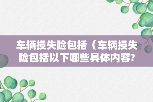 车辆损失险包括（车辆损失险包括以下哪些具体内容?）