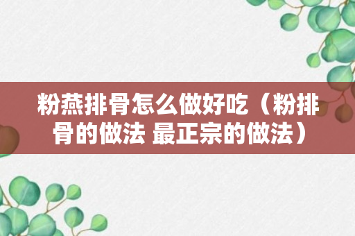 粉燕排骨怎么做好吃（粉排骨的做法 最正宗的做法）