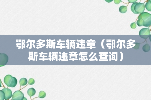 鄂尔多斯车辆违章（鄂尔多斯车辆违章怎么查询）