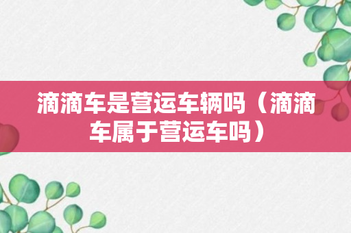 滴滴车是营运车辆吗（滴滴车属于营运车吗）