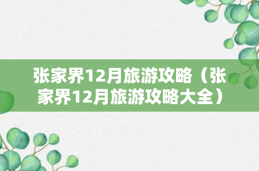 张家界12月旅游攻略（张家界12月旅游攻略大全）