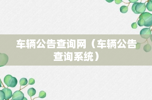 车辆公告查询网（车辆公告查询系统）