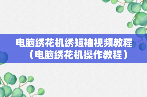 电脑绣花机绣短袖视频教程（电脑绣花机操作教程）