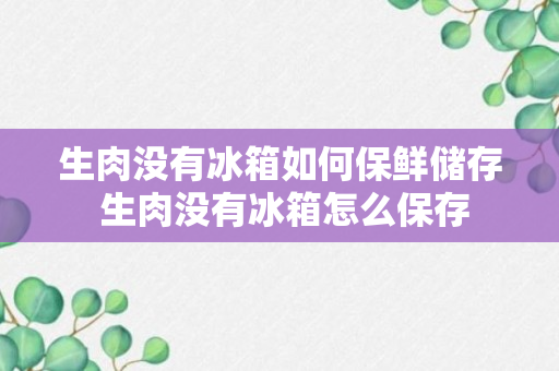 生肉没有冰箱如何保鲜储存 生肉没有冰箱怎么保存