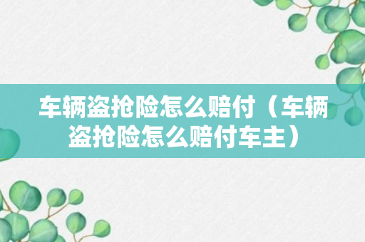 车辆盗抢险怎么赔付（车辆盗抢险怎么赔付车主）