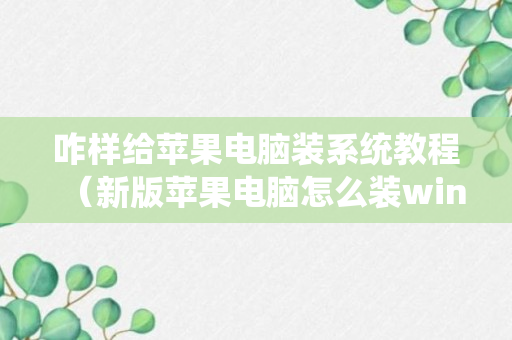 咋样给苹果电脑装系统教程（新版苹果电脑怎么装win系统）