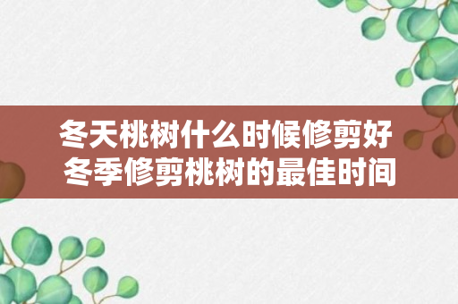 冬天桃树什么时候修剪好 冬季修剪桃树的最佳时间