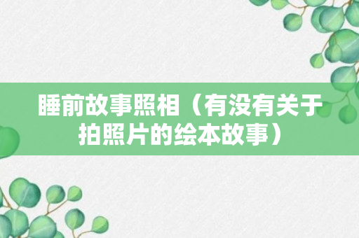 睡前故事照相（有没有关于拍照片的绘本故事）