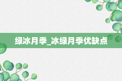 绿冰月季_冰绿月季优缺点