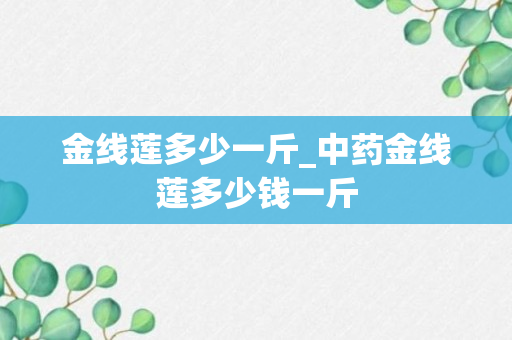 金线莲多少一斤_中药金线莲多少钱一斤