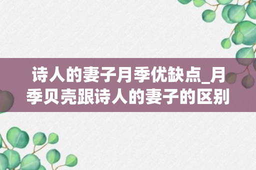 诗人的妻子月季优缺点_月季贝壳跟诗人的妻子的区别