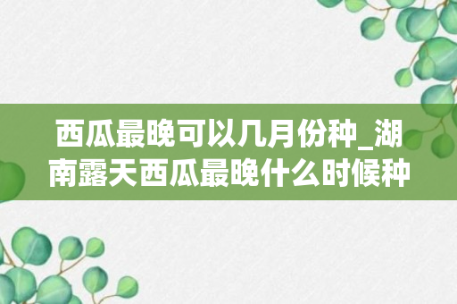 西瓜最晚可以几月份种_湖南露天西瓜最晚什么时候种