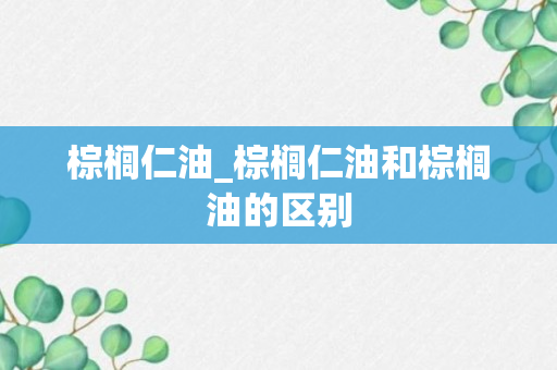 棕榈仁油_棕榈仁油和棕榈油的区别